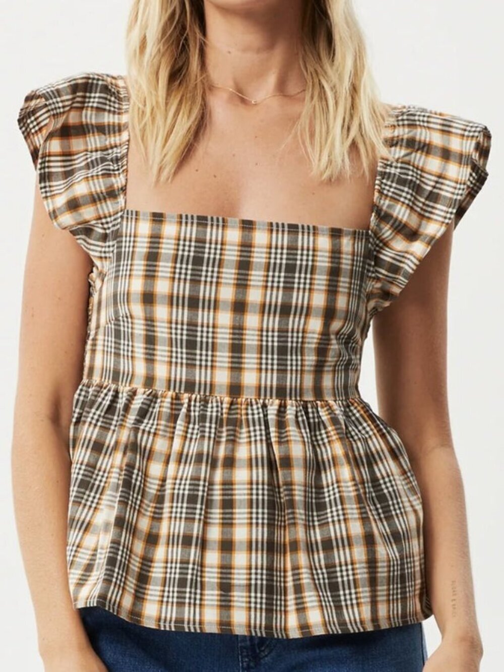 Afends Check Out Top - Moonbeam Check - Size XS